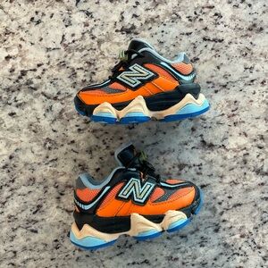 New Balance 9060 Kids Orange and Blue Athletic Sneakers